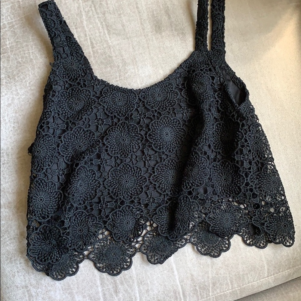 LF Black crochet crop top